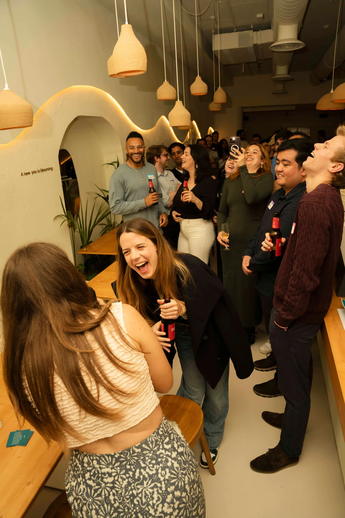 Group of people enjoying a social meetup in the city